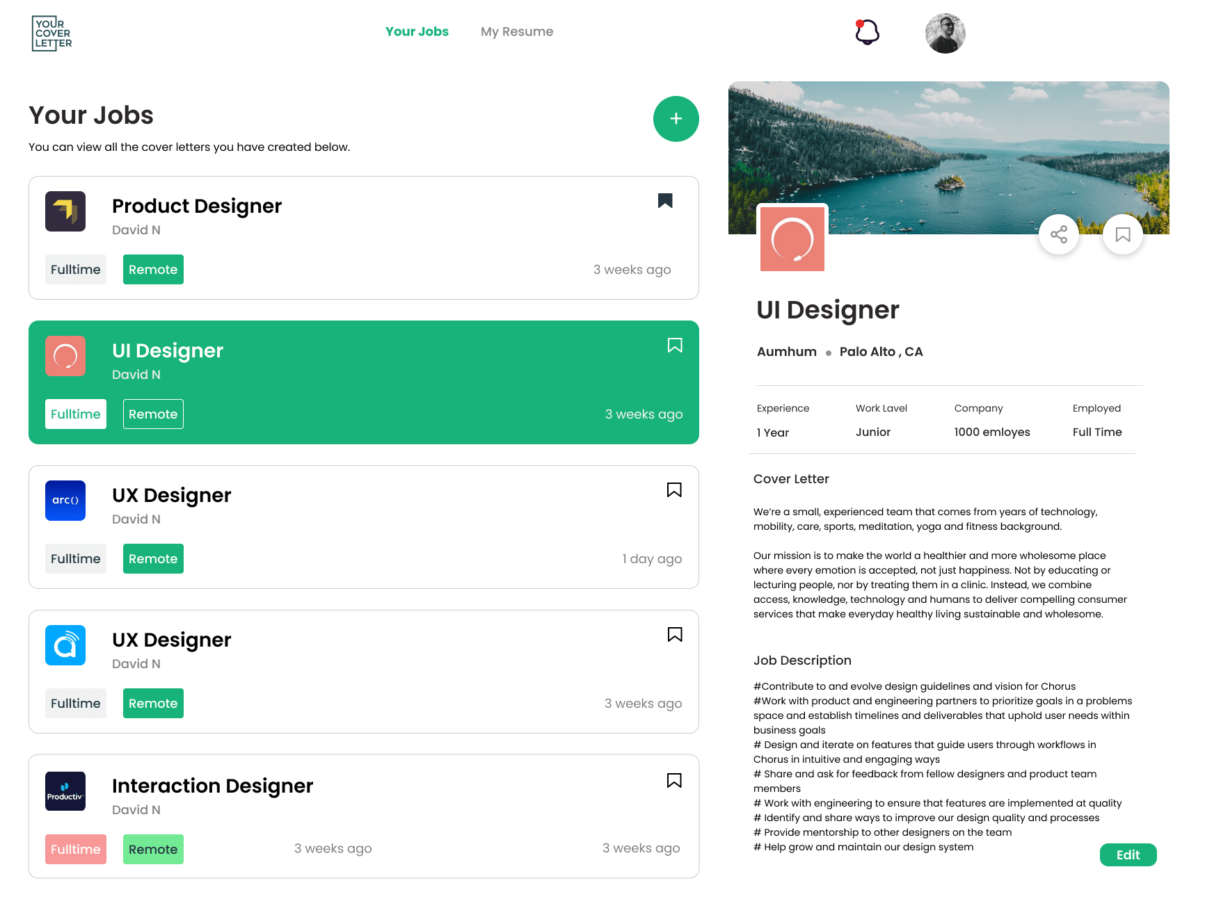 AI Cover Letter Generator App Screenshot