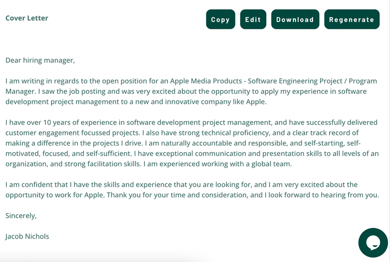 cover letter ai generated